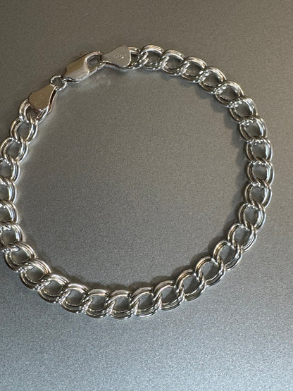 Italian Sterling Silver Double-Link Charm Bracelet - Marked 925 Italy