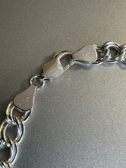 Italian Sterling Silver Double-Link Charm Bracelet - Marked 925 Italy