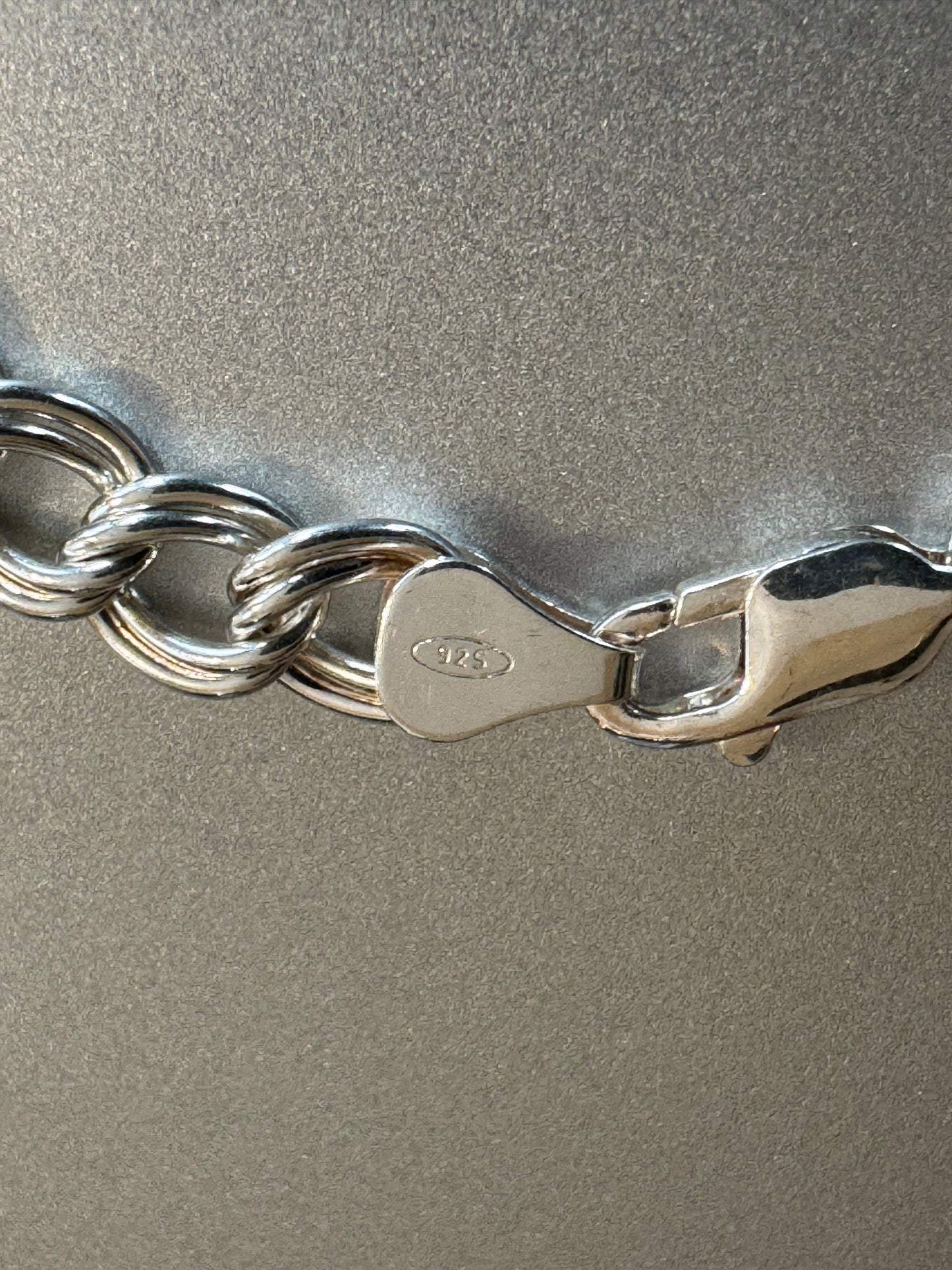 Italian Sterling Silver Double-Link Charm Bracelet - Marked 925 Italy