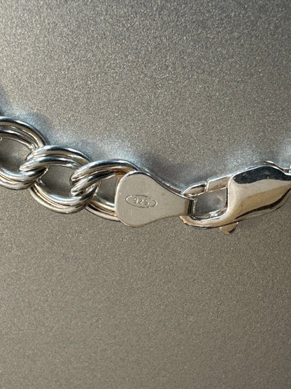 Italian Sterling Silver Double-Link Charm Bracelet - Marked 925 Italy