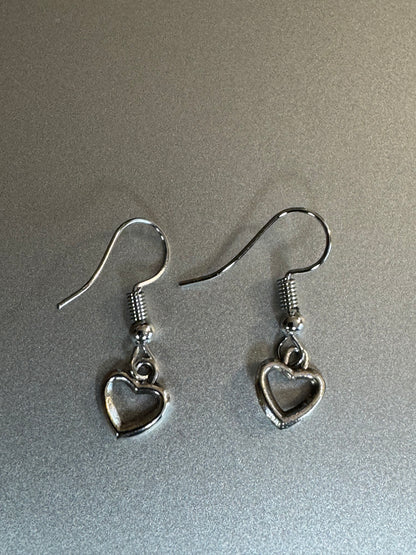 Sterling Silver Open Heart Dangle Earrings