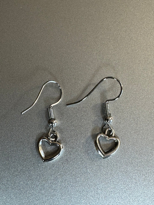 Sterling Silver Open Heart Dangle Earrings