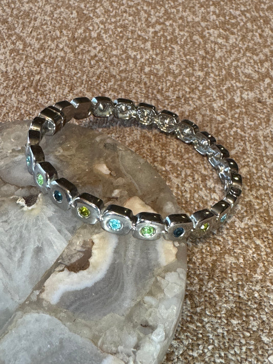 Citrus Burst-Inspired Multi-Color Crystal Bracelet – Rhodium Tone