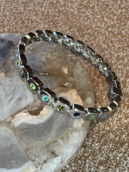 Citrus Burst-Inspired Multi-Color Crystal Bracelet – Rhodium Tone