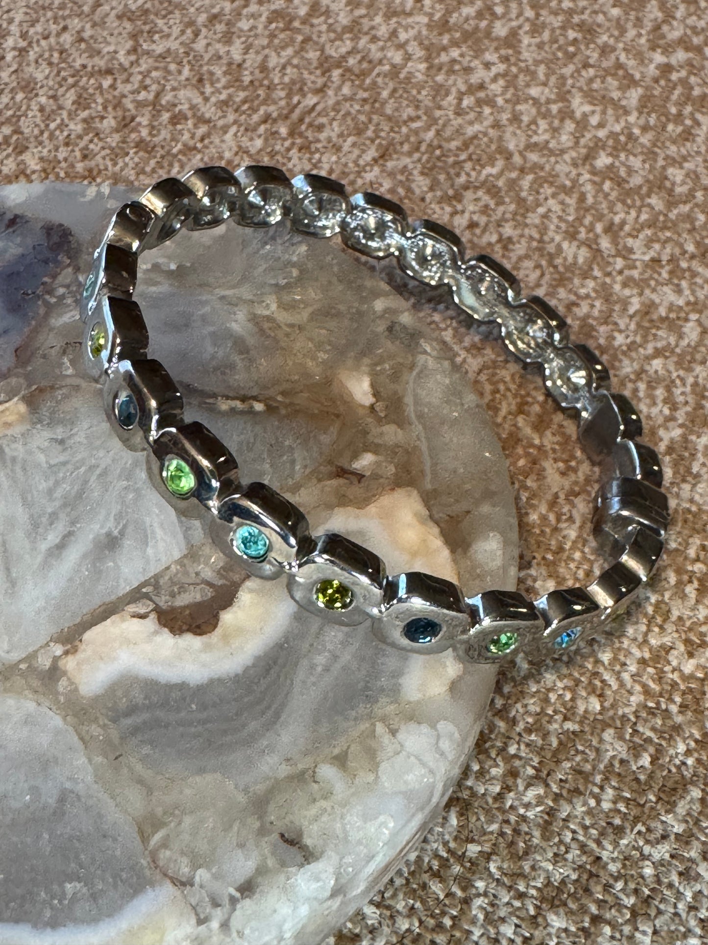 Citrus Burst-Inspired Multi-Color Crystal Bracelet – Rhodium Tone
