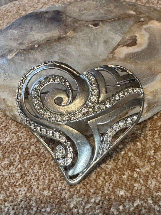 Chico’s “Have a Heart” Silver Tone Rhinestone Brooch – AHA 2008 Edition