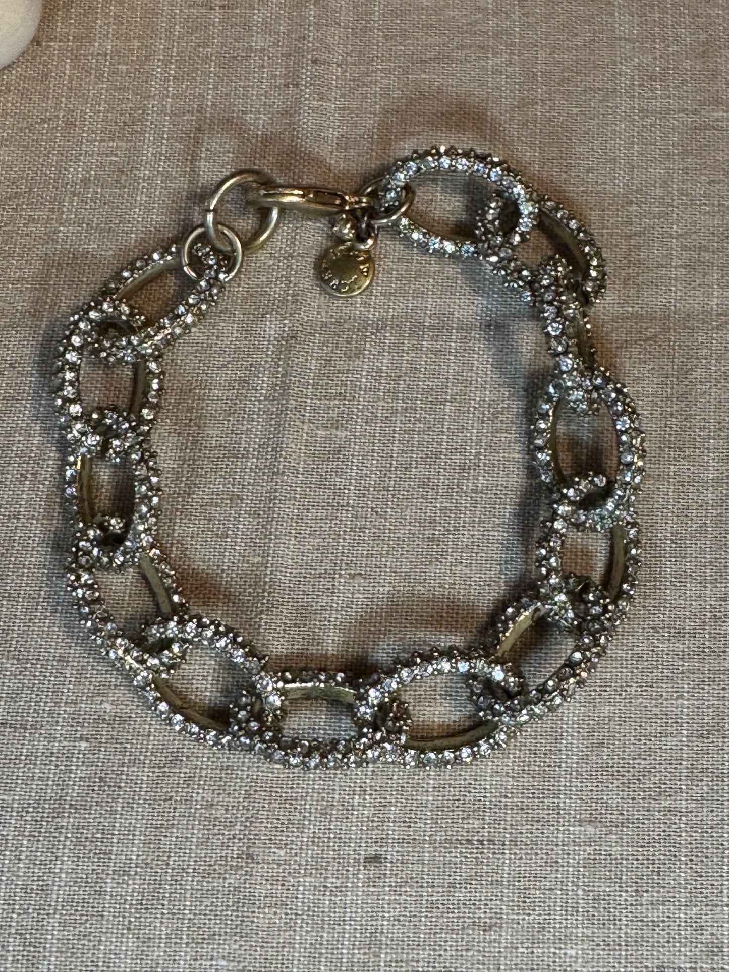 J.Crew Gold Tone Pavé Crystal Chunky Chain Link Bracelet