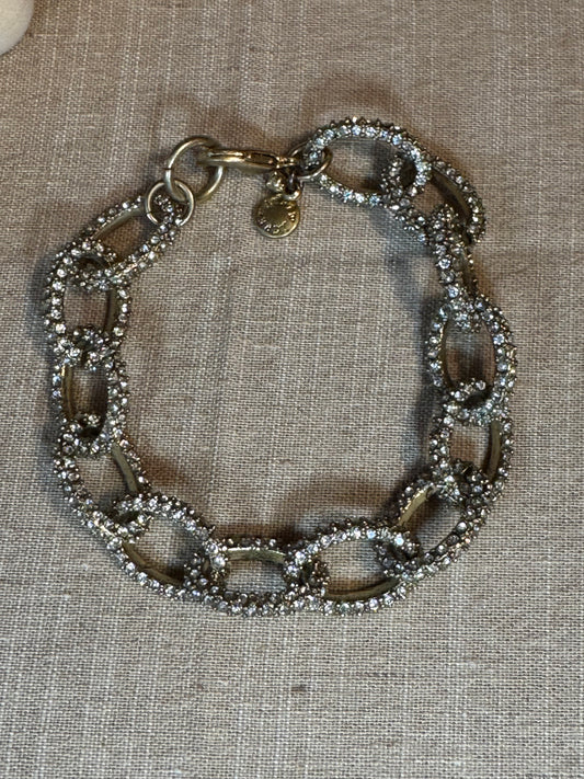 J.Crew Gold Tone Pavé Crystal Chunky Chain Link Bracelet