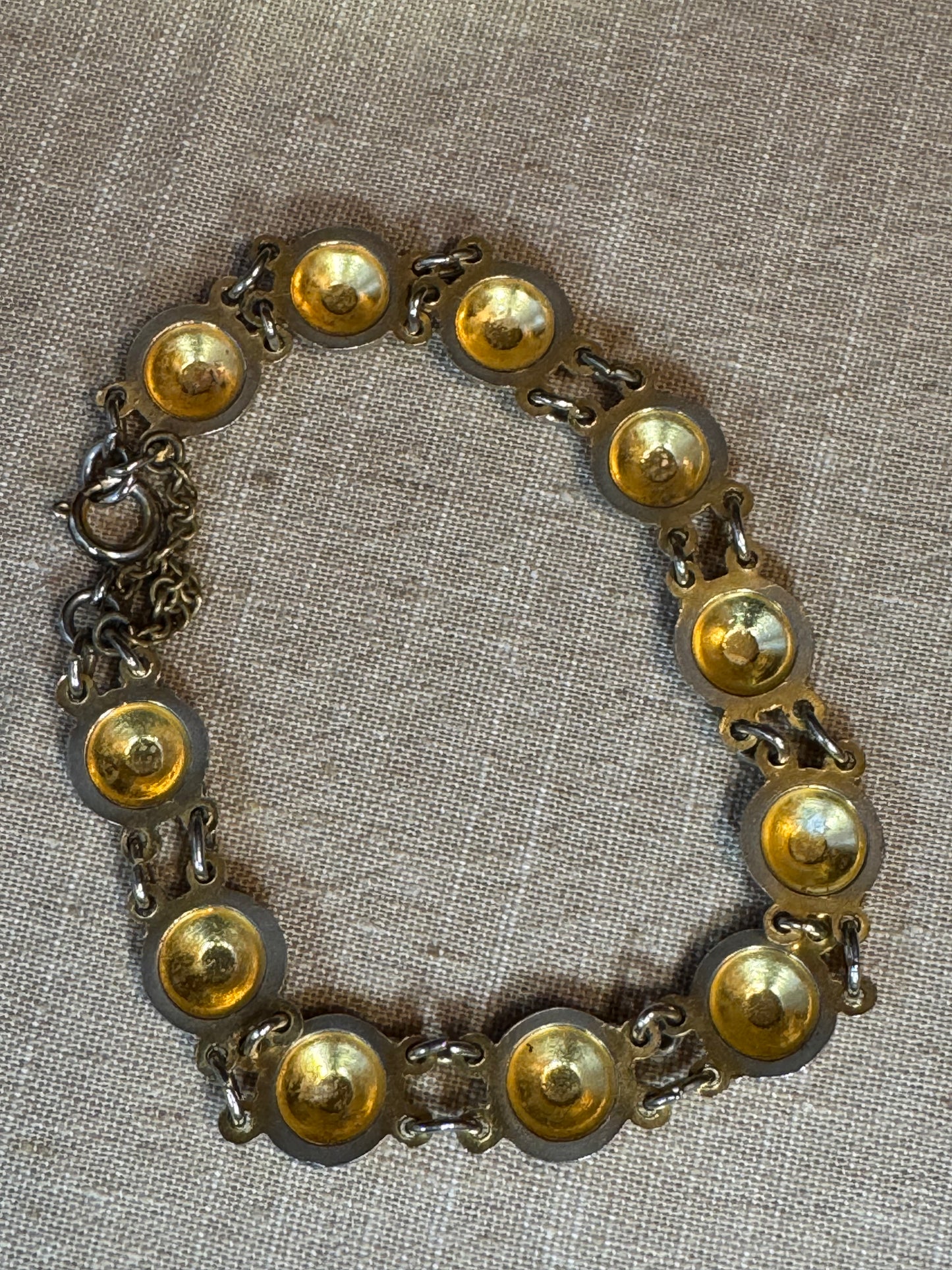 Vintage Damascene-Style Link Bracelet – Spanish Toledo Sunburst Design