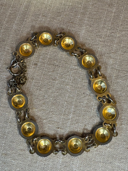Vintage Damascene-Style Link Bracelet – Spanish Toledo Sunburst Design