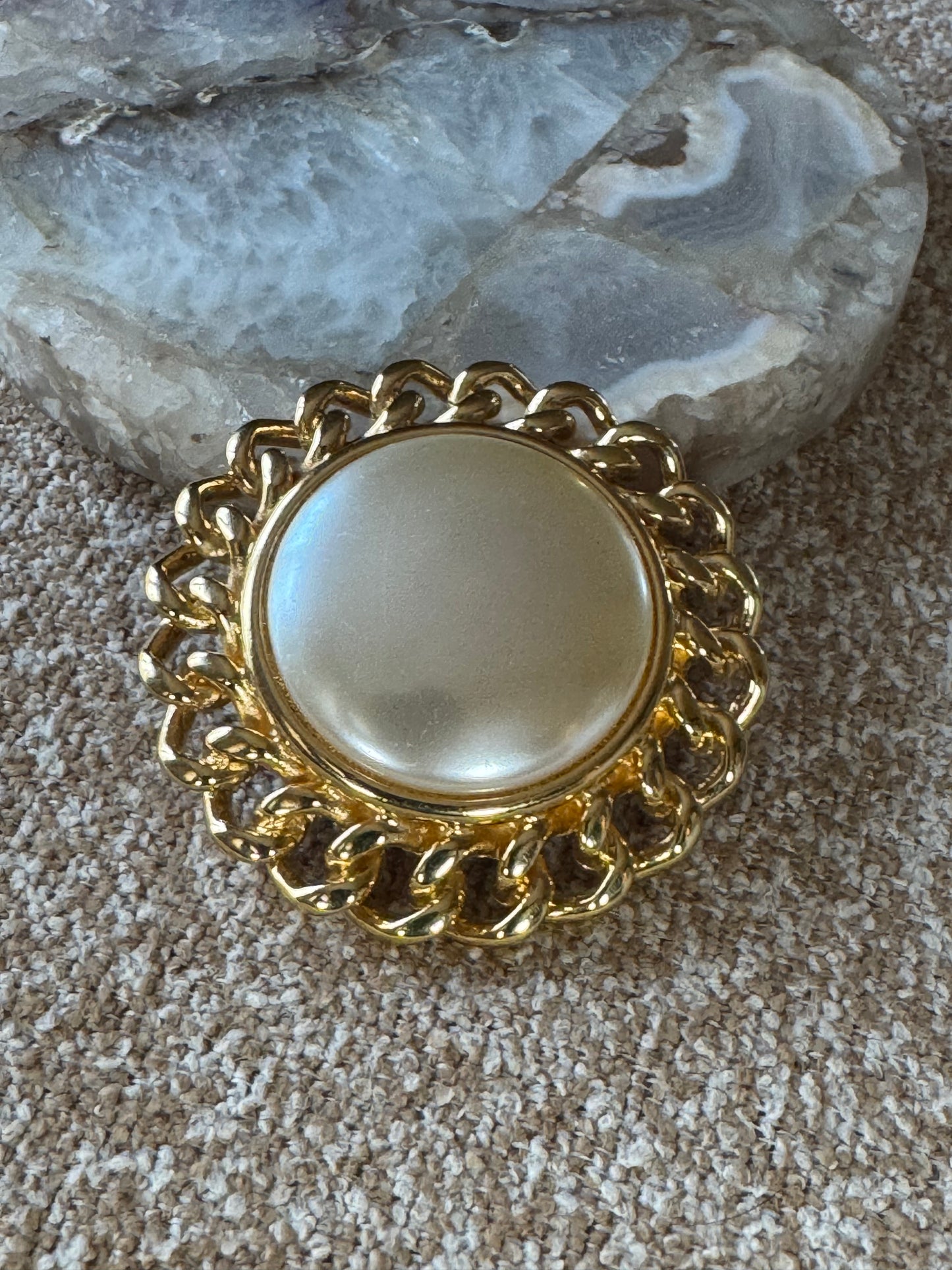 Vintage Kenneth Jay Lane (KJL) Gold-Tone Faux Pearl Brooch & Pendant Enhancer — Versatile Classic