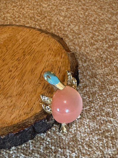 Vintage Jelly Belly Bird Brooch – Pink Moonglow Lucite