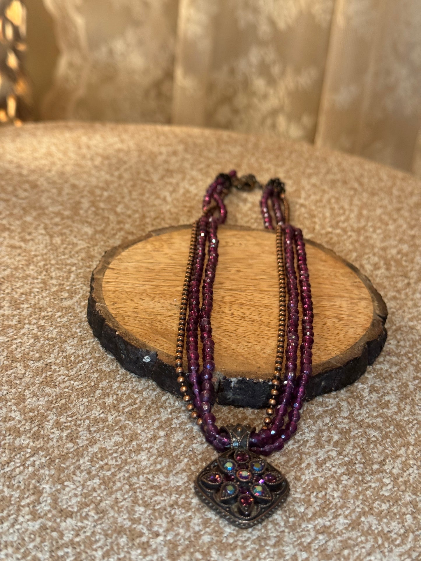 Stunning Vintage Signed Avon Triple-Strand Statement Necklace