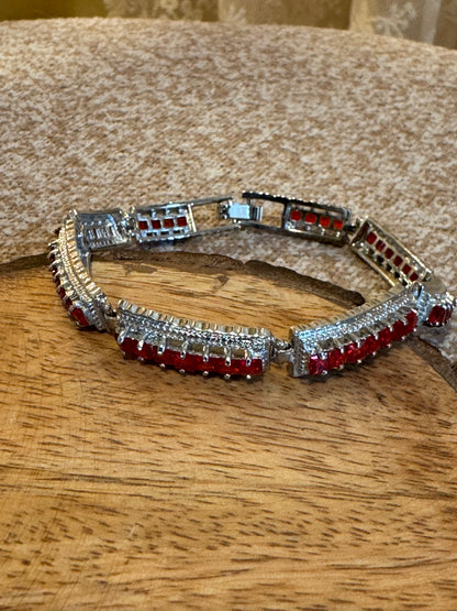 Red Rhinestone Tennis Bracelet