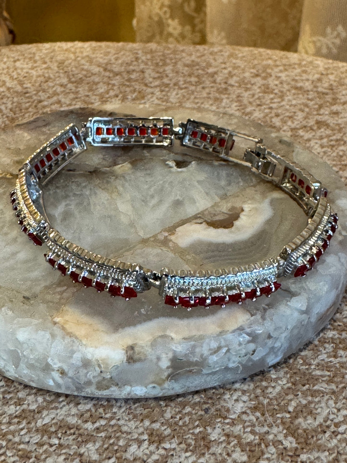 Red Rhinestone Tennis Bracelet