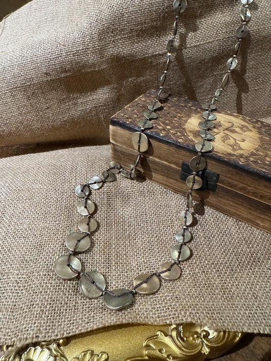 Signed Vintage Chico's 40" Golden and Bronze Coin Necklace