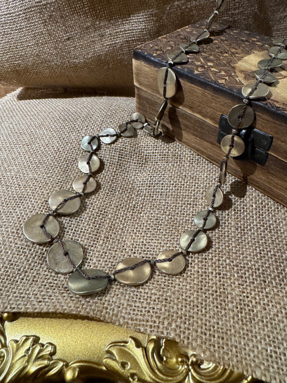 Signed Vintage Chico's 40" Golden and Bronze Coin Necklace