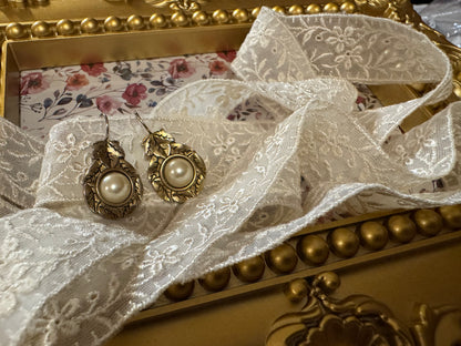 Vintage Gold-Tone and Pearl Drop Earrings