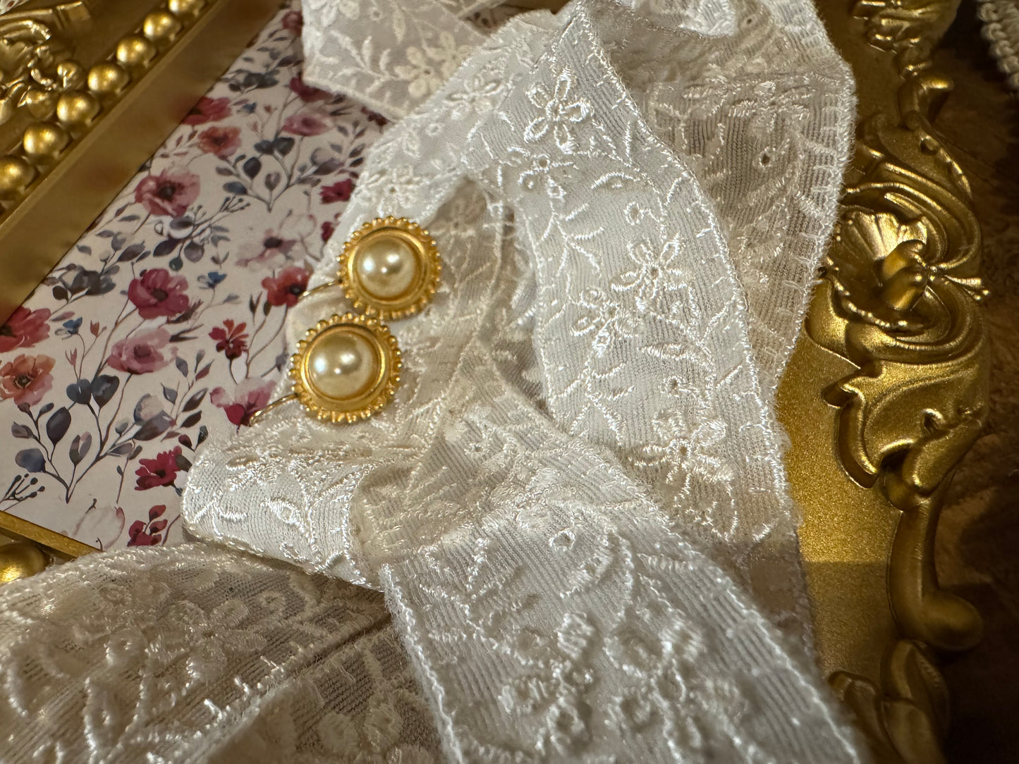 Vintage Gold-Tone Faux Pearl Drop Earrings
