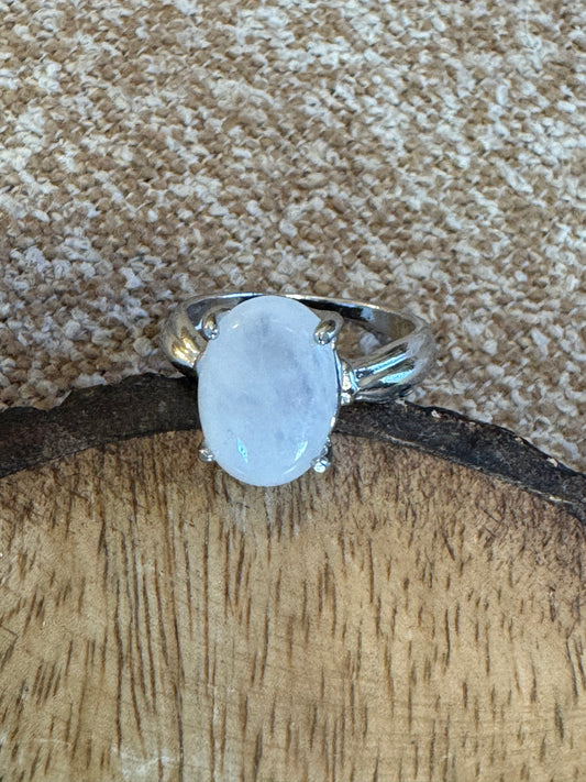 Silver-Plated Moonstone Ring - Size 9
