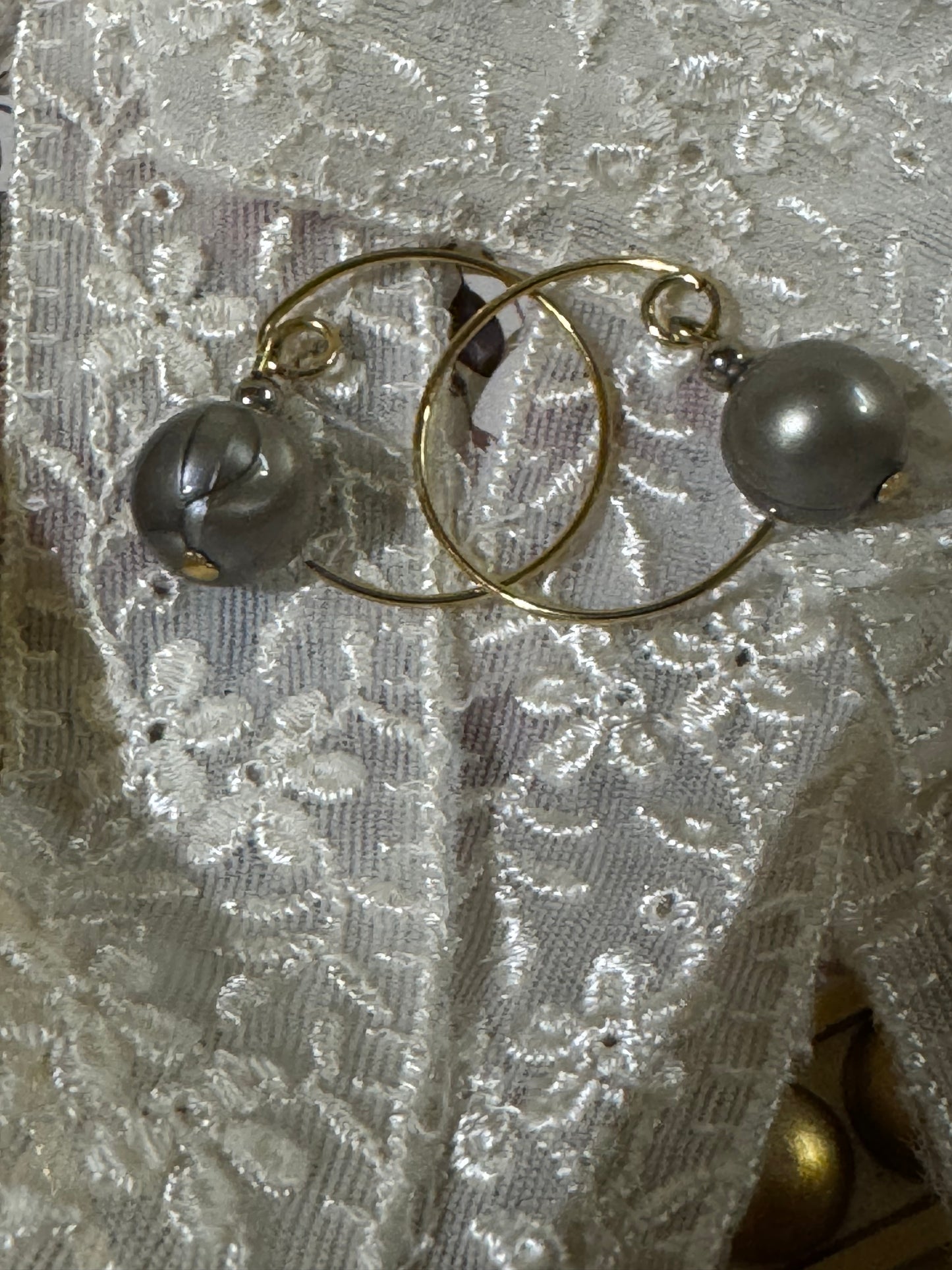 Vintage Grey Faux Pearl Dangle Earrings