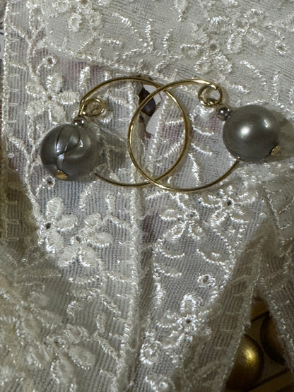 Vintage Grey Faux Pearl Dangle Earrings