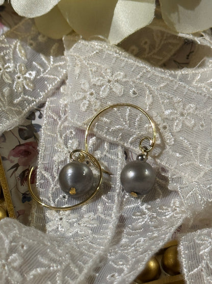 Vintage Grey Faux Pearl Dangle Earrings