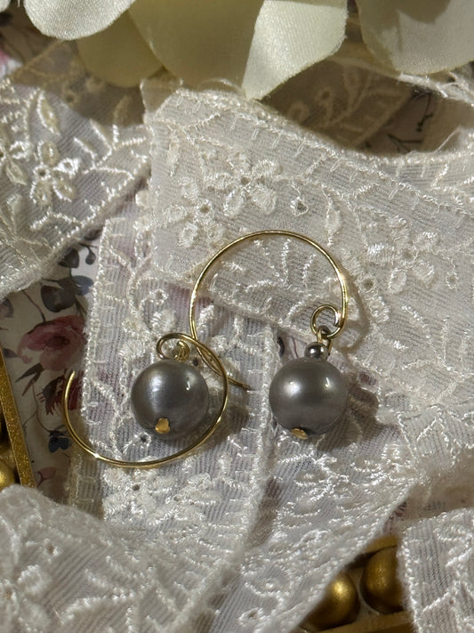 Vintage Grey Faux Pearl Dangle Earrings