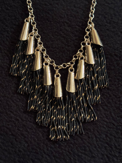 Signed White House Black Market Gold-Tone Tassel Necklace and Earring Set