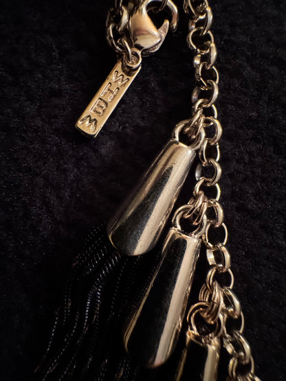 Signed White House Black Market Gold-Tone Tassel Necklace and Earring Set