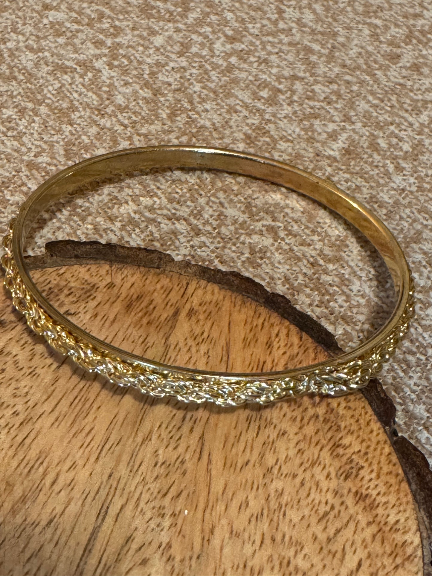 Vintage Gold-Tone Woven Link Bangle Bracelet