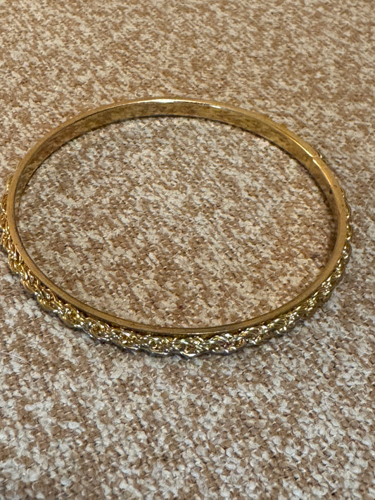 Vintage Gold-Tone Woven Link Bangle Bracelet