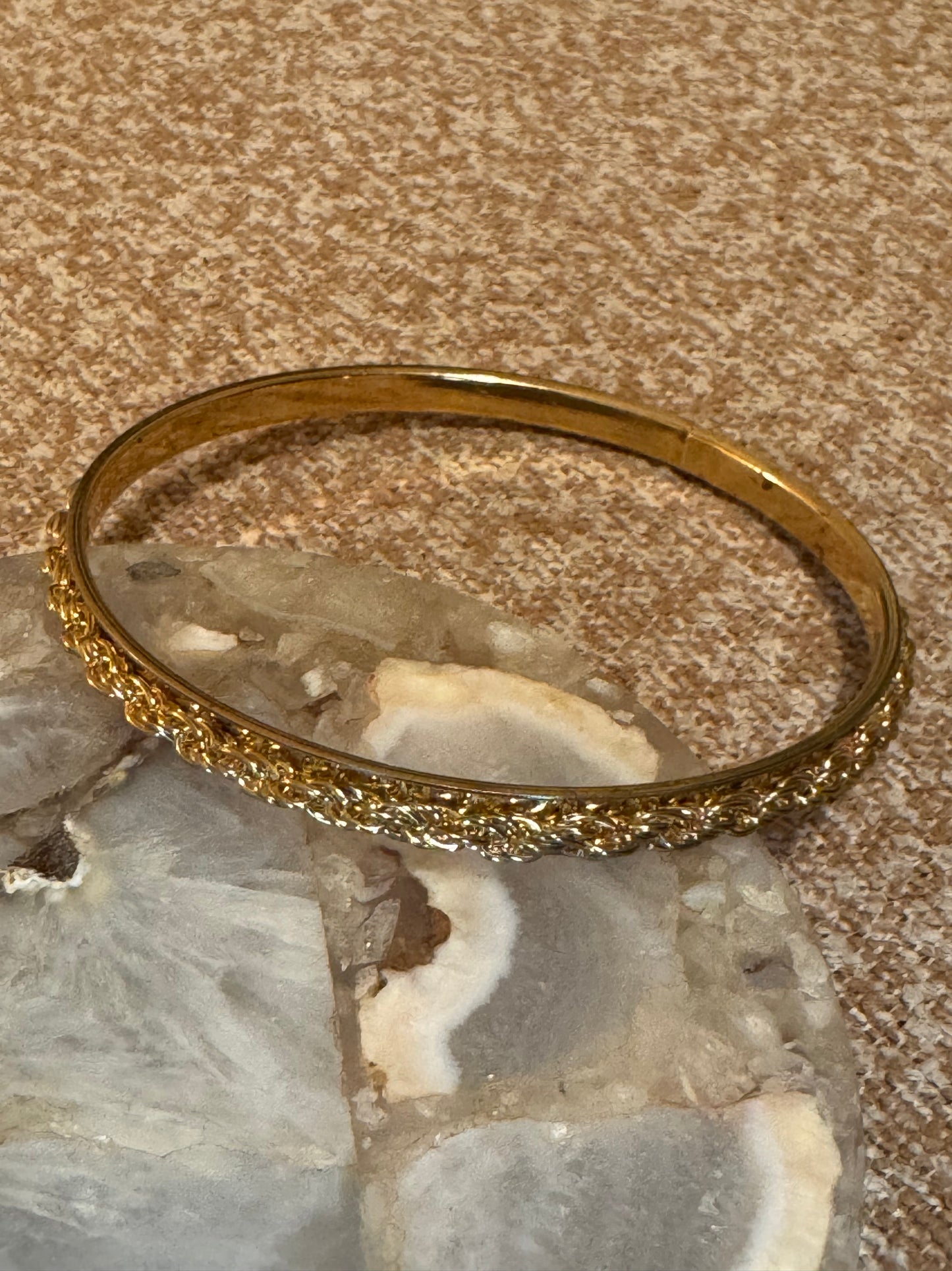 Vintage Gold-Tone Woven Link Bangle Bracelet