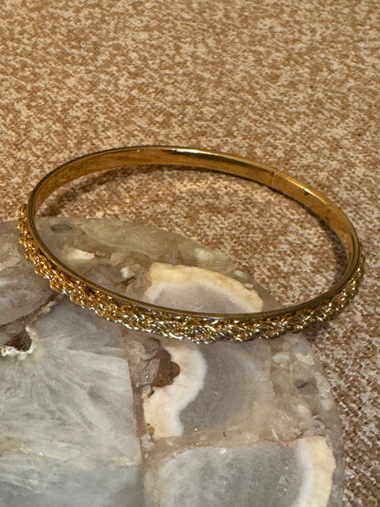 Vintage Gold-Tone Woven Link Bangle Bracelet