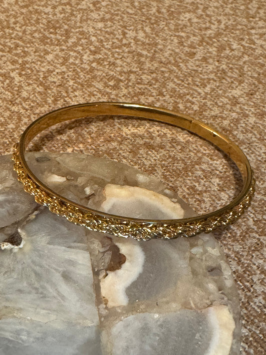 Vintage Gold-Tone Woven Link Bangle Bracelet