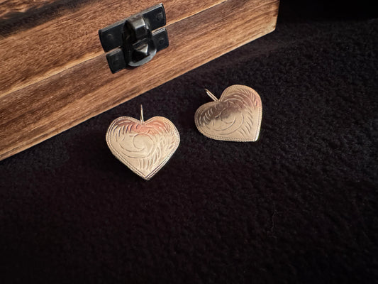 Vintage Silver-Tone Swirl Heart Earrings