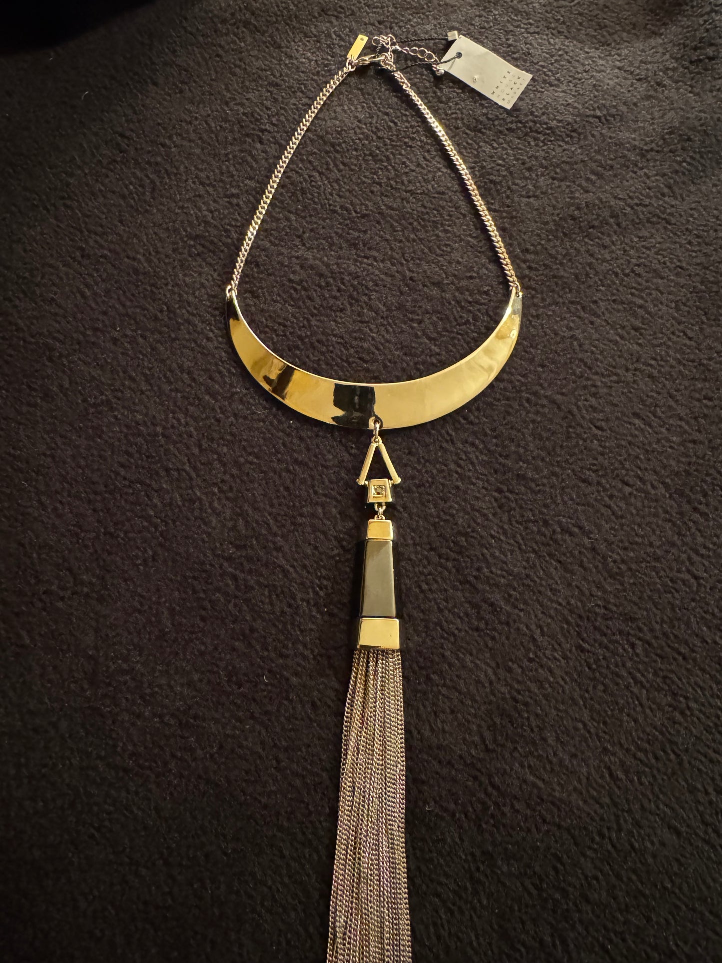 Signed White House Black Market Quartz Tassel Pendant Necklace
