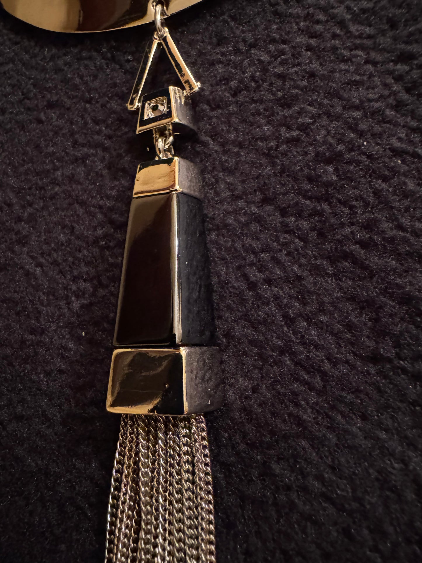Signed White House Black Market Quartz Tassel Pendant Necklace