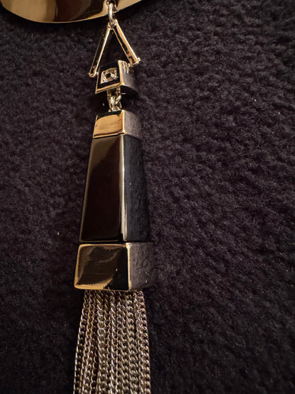 Signed White House Black Market Quartz Tassel Pendant Necklace