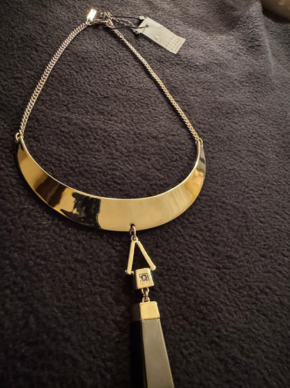 Signed White House Black Market Quartz Tassel Pendant Necklace