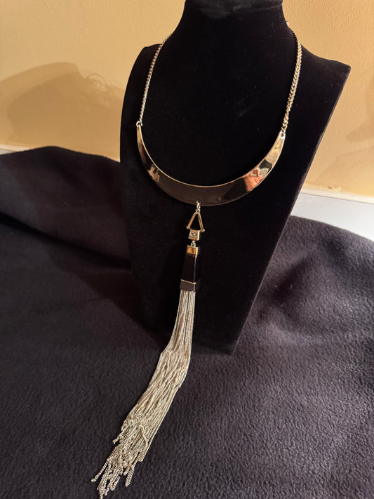 Signed White House Black Market Quartz Tassel Pendant Necklace