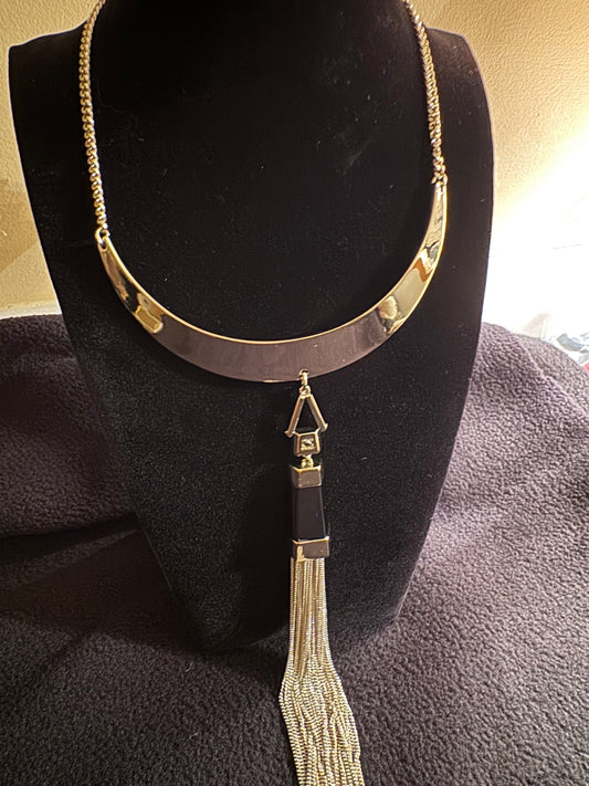 Signed White House Black Market Quartz Tassel Pendant Necklace