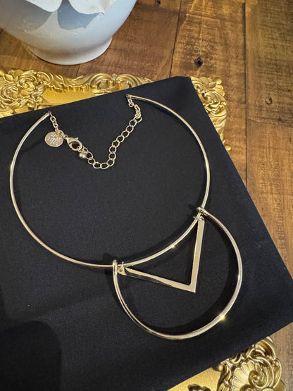 Signed White House Black Market Gold-Tone Minimalist Choker Necklace
