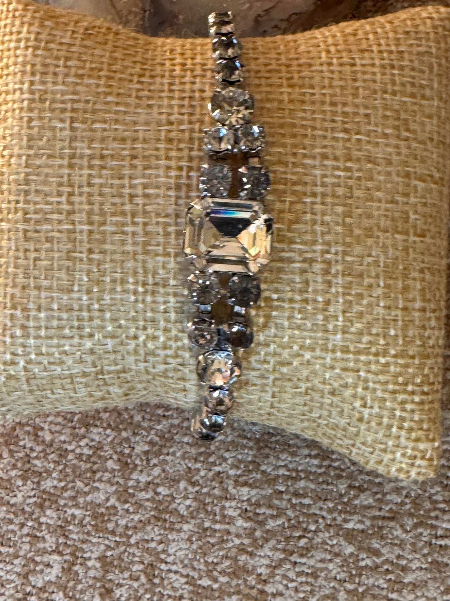 Vintage Silver-Tone Bracelet with Clear and Grey Crystals