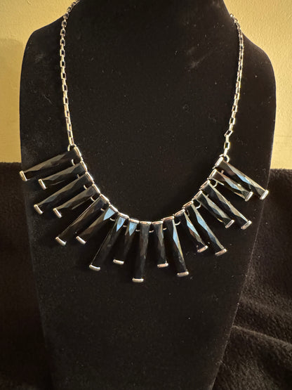 Signed White House Black Market Black Bar Statement Necklace