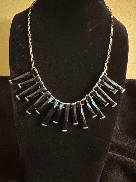 Signed White House Black Market Black Bar Statement Necklace