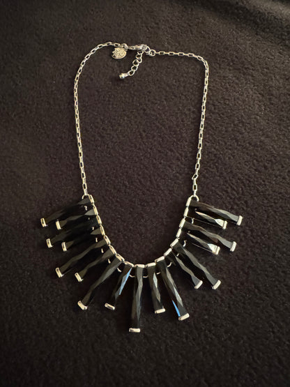 Signed White House Black Market Black Bar Statement Necklace