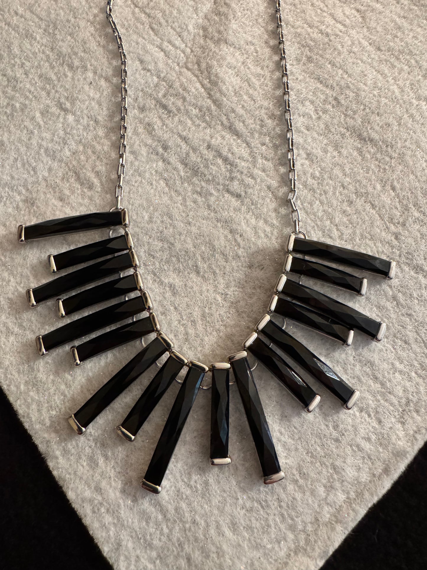Signed White House Black Market Black Bar Statement Necklace