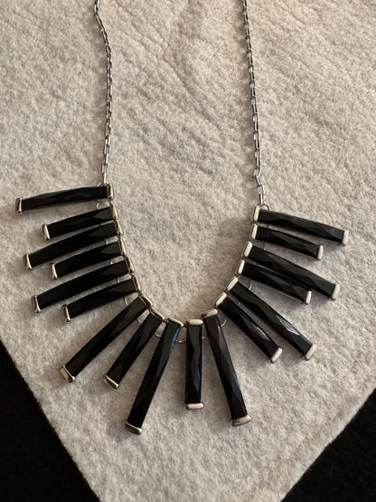 Signed White House Black Market Black Bar Statement Necklace