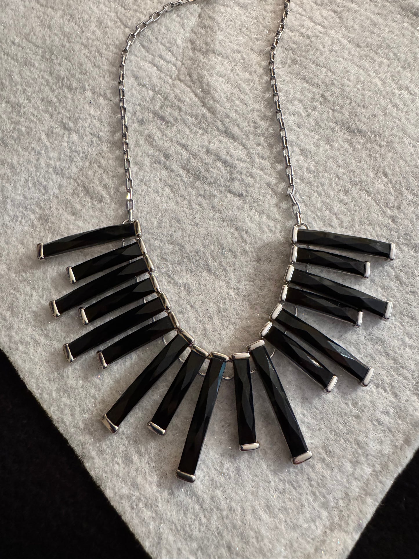 Signed White House Black Market Black Bar Statement Necklace